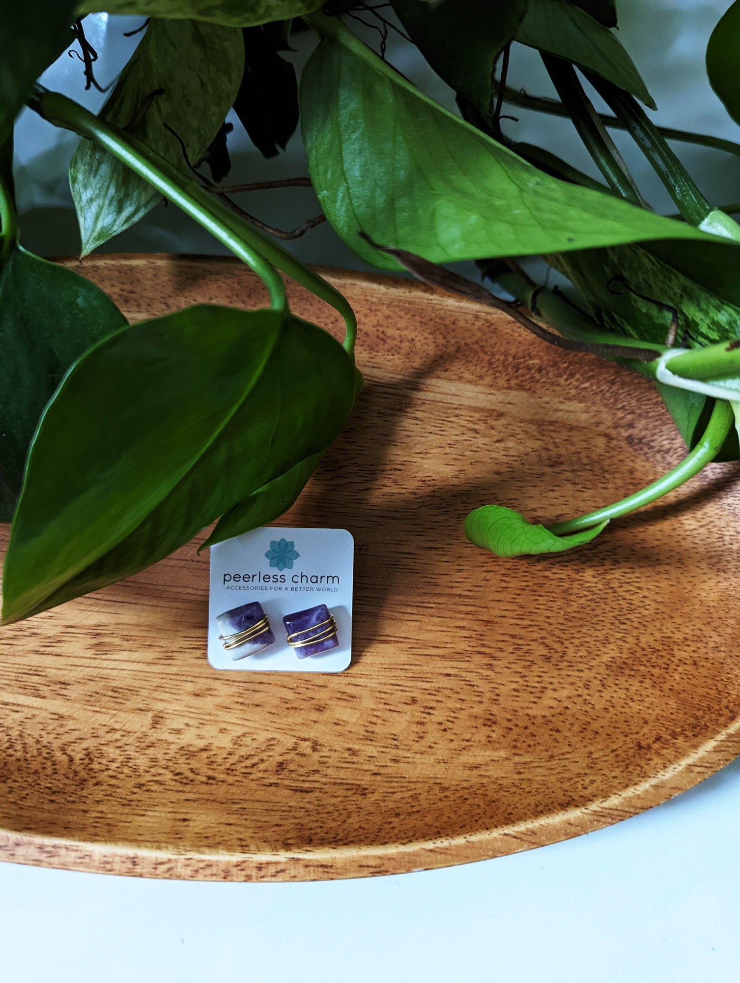Purple Amethyst Square Studs