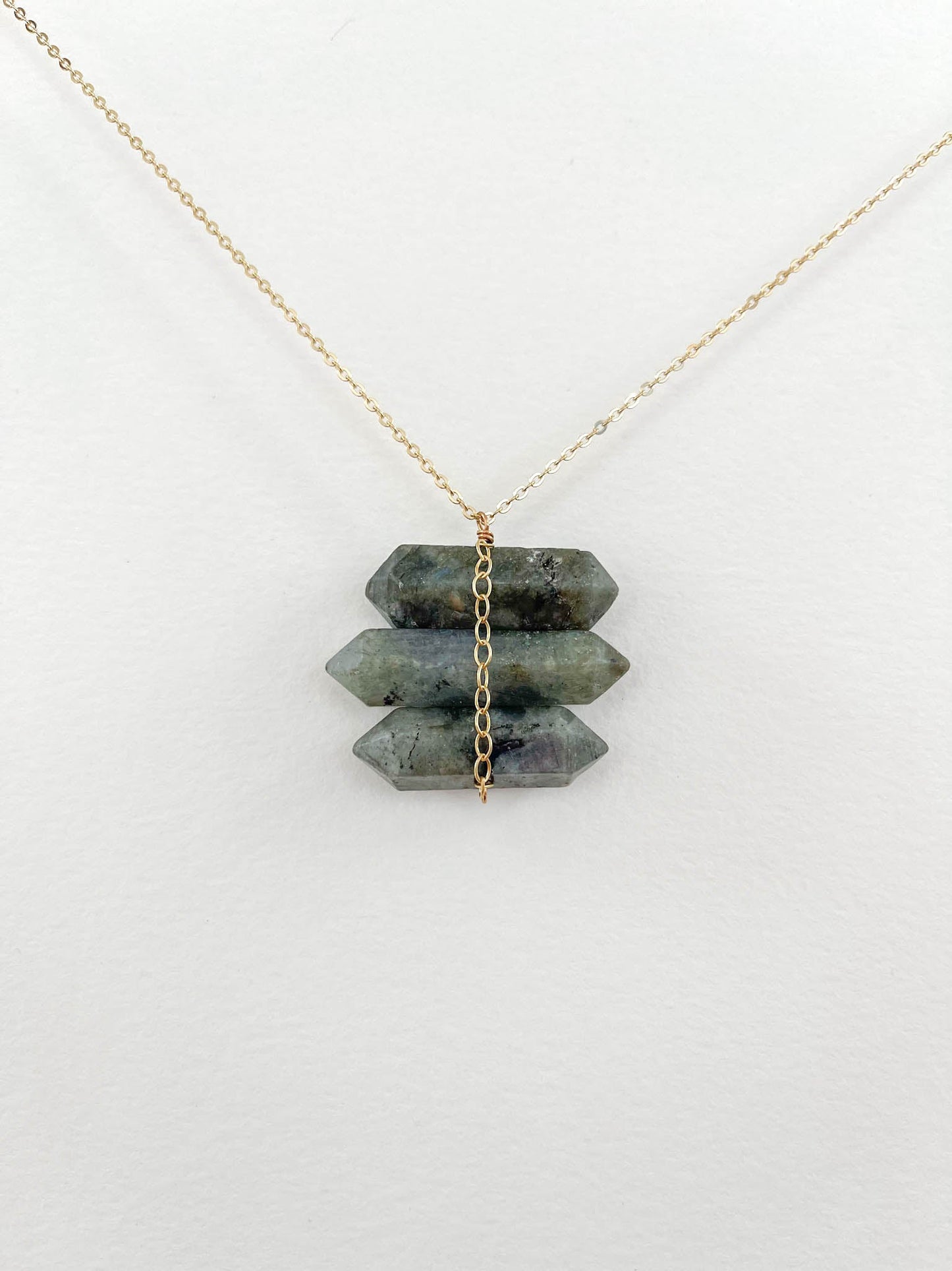 Labradorite Point Necklace with Chain Accent - Peerless Charm
