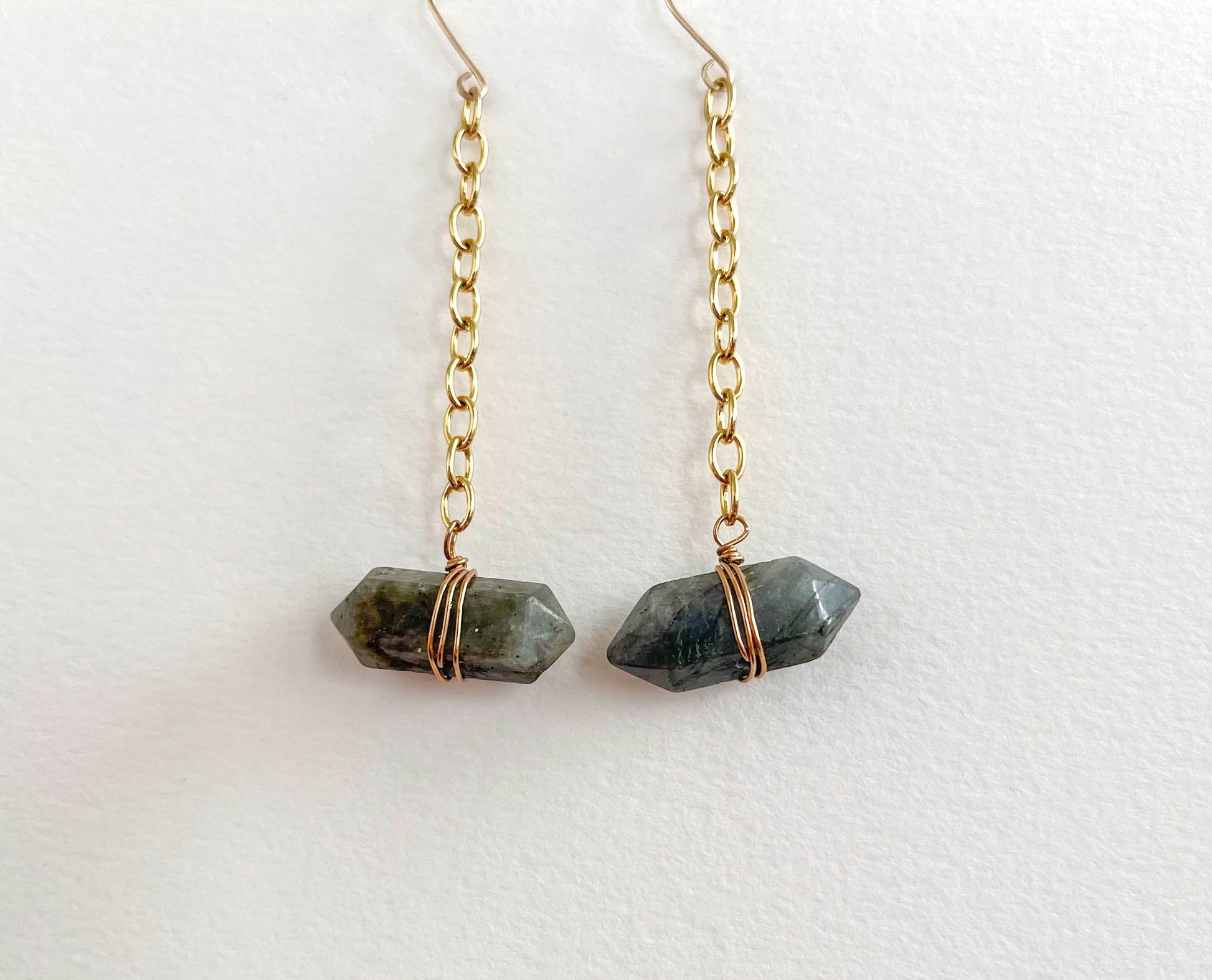 Long Labradorite Point Earrings - Peerless Charm