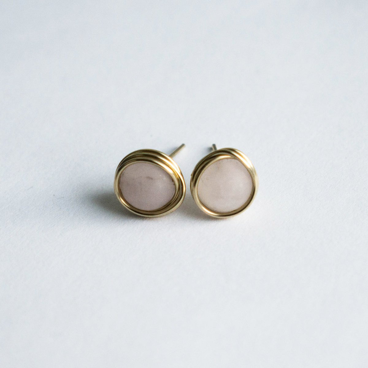 Pink Rose Quartz Statement Studs - Peerless Charm