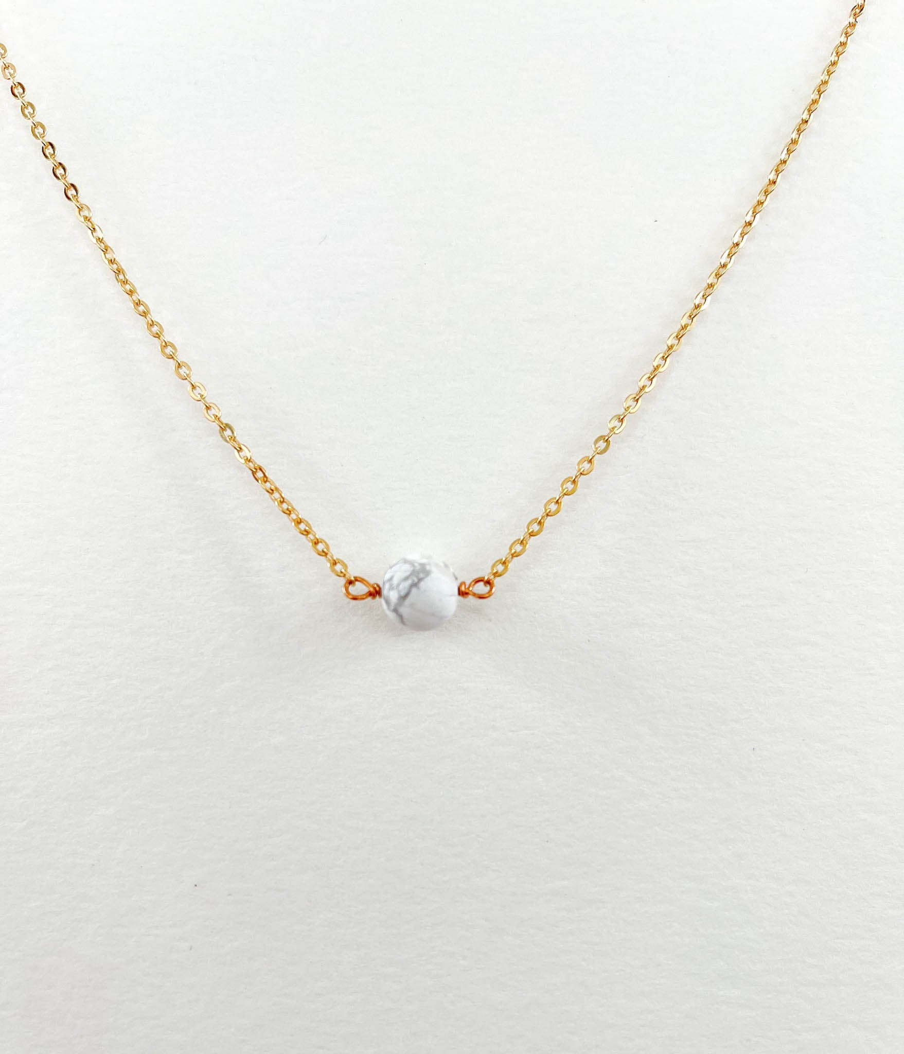 White Howlite Simple Layering Necklace - Peerless Charm