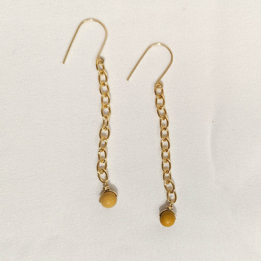 Yellow Mookaite Dangle Earrings